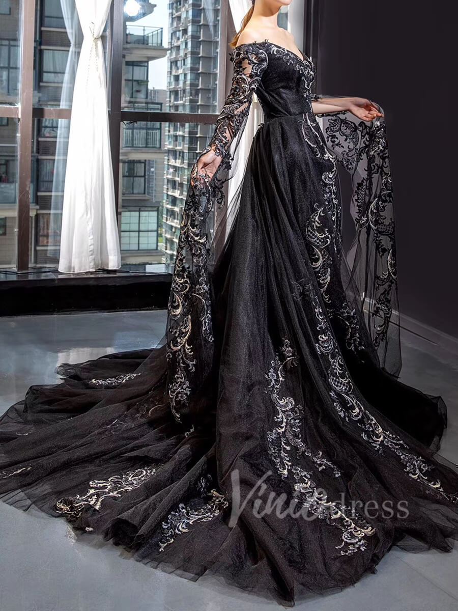 Black Lace One Shoulder Mermaid Sexy Black Evening Gown With High Slit And Long  Sleeves Customizable For Prom And Parties In 2021 From Verycute, $39.36 |  DHgate.Com
